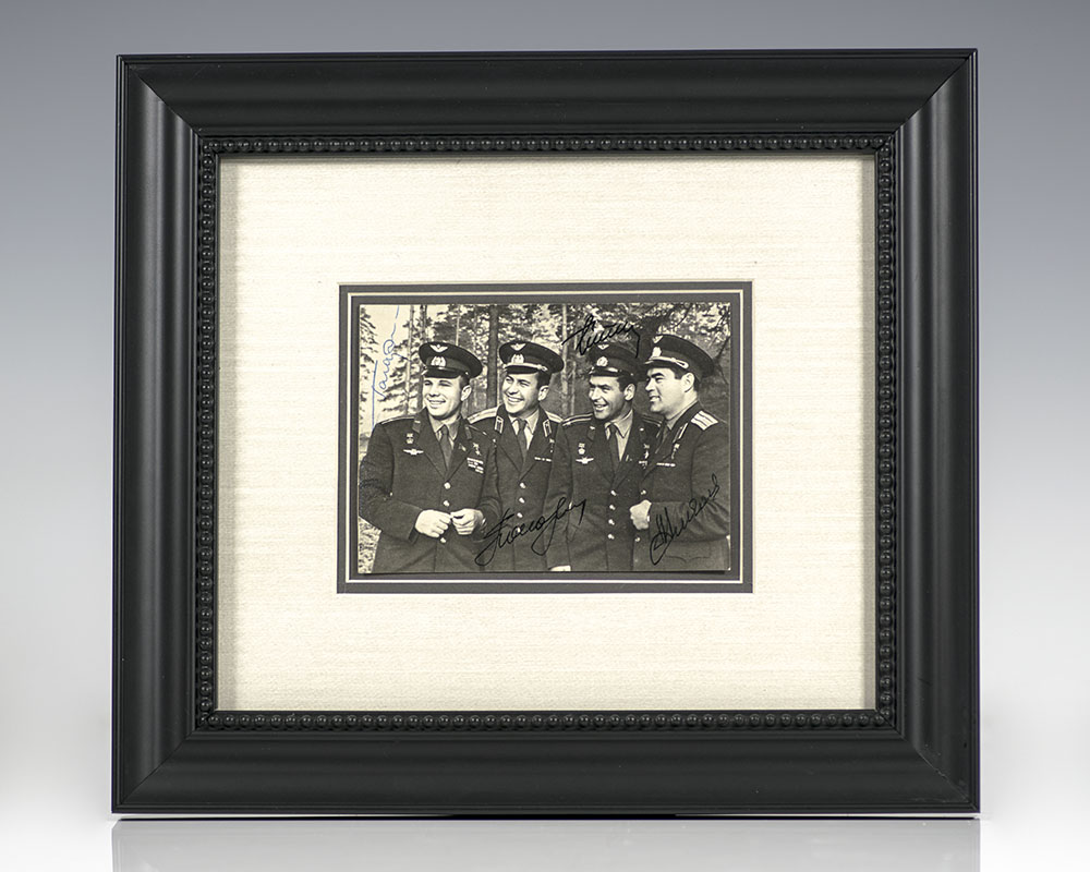 Yuri Gagarin and Russian Cosmonauts Photograph Signed.