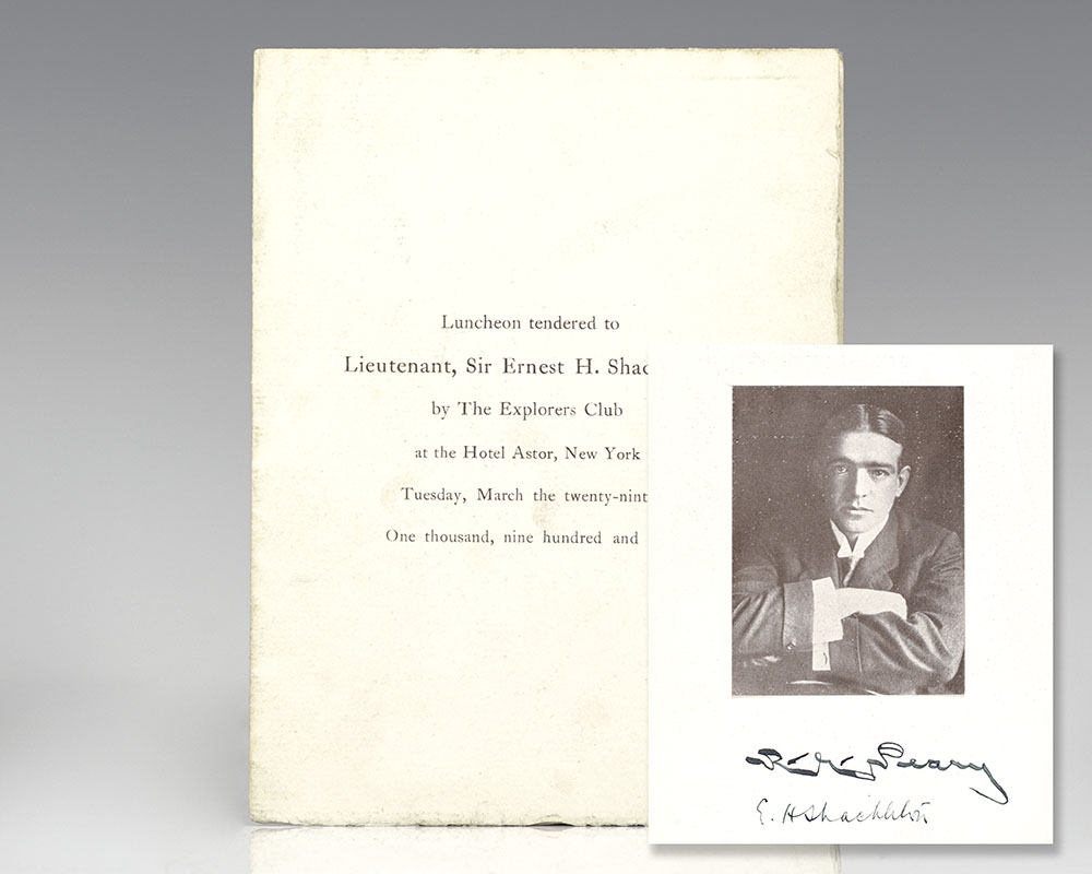 Ernest Henry Shackleton and Robert E. Peary Signed Explorers Club Luncheon Menu