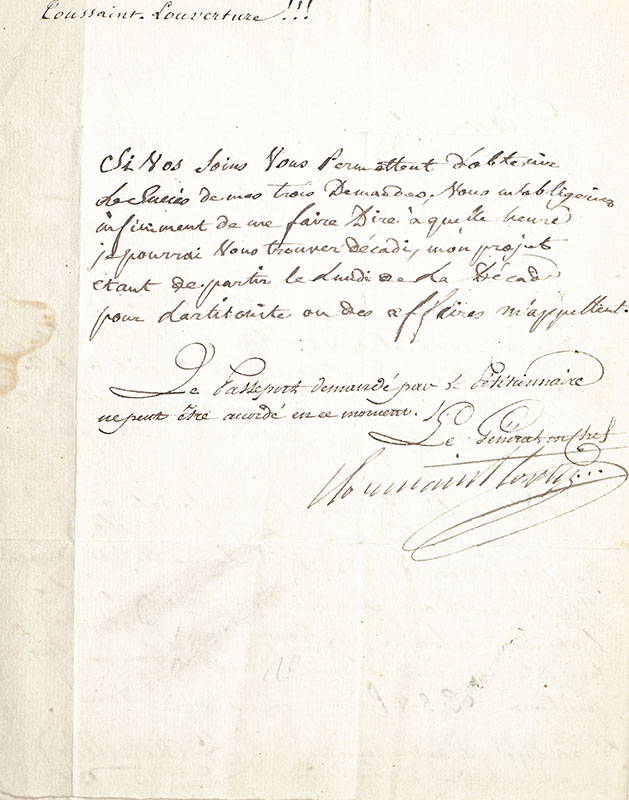François-Dominique Toussaint L'Ouverture Autograph Letter Signed