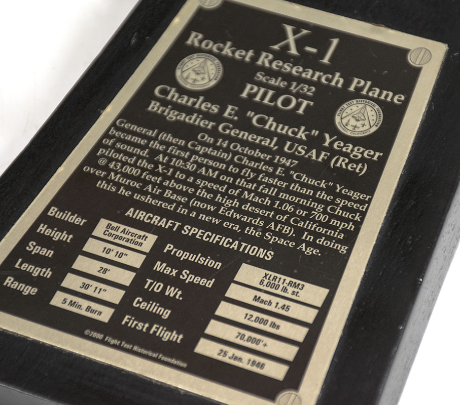 CHUCK YEAGER BELL X-1 SPEED OF SOUND SIGNED AUTO ROCKET RESEARCH PLANE JET BASE