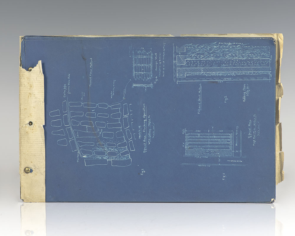 1910 Unique Study of the Engineering and Design of Coal Mines, 19 pp. Blue Prints, Five Original Photographs