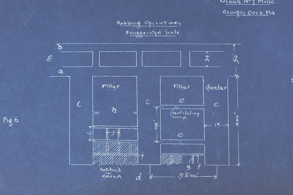1910 Unique Study of the Engineering and Design of Coal Mines, 19 pp. Blue Prints, Five Original Photographs