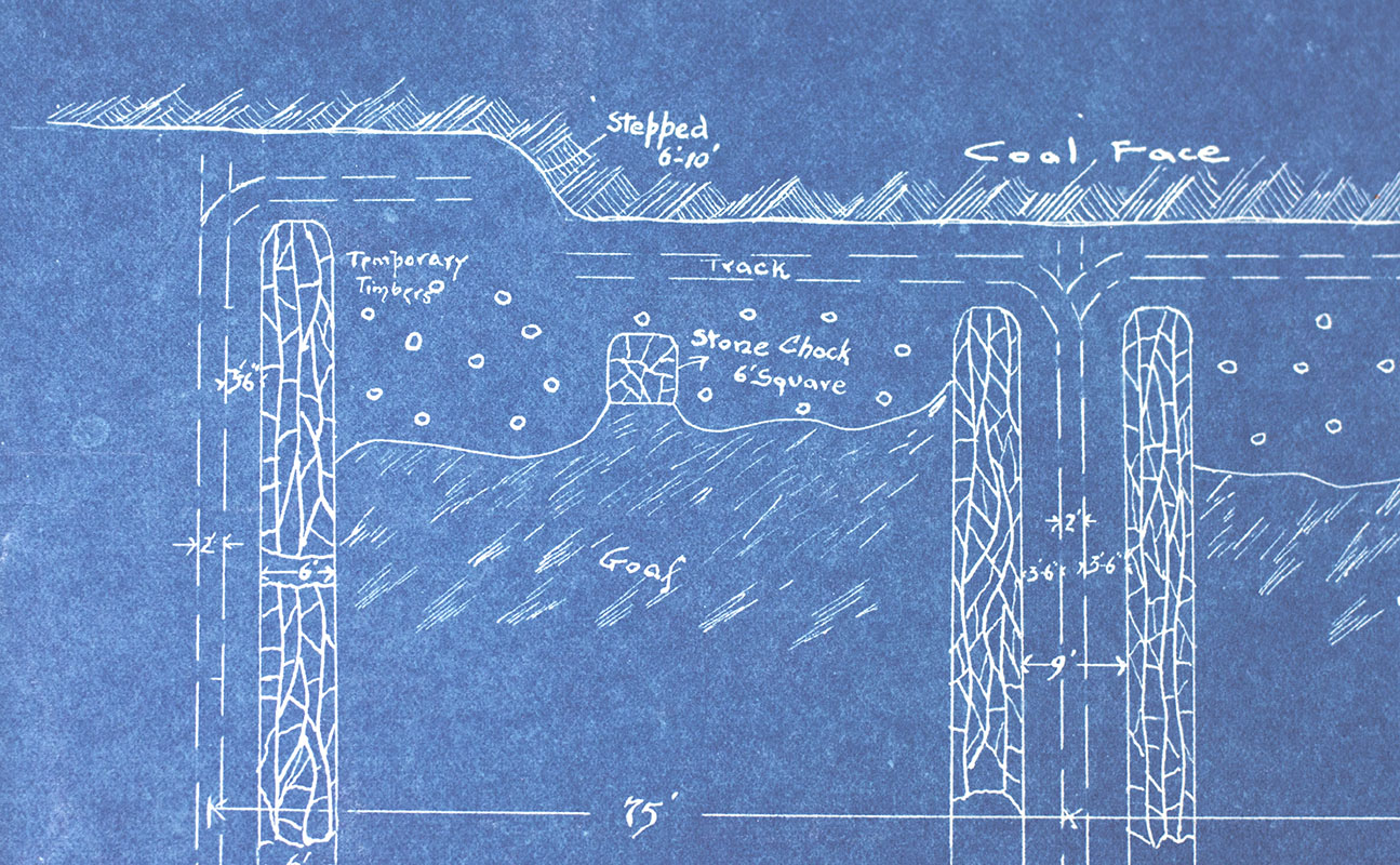 1910 Unique Study of the Engineering and Design of Coal Mines, 19 pp. Blue Prints, Five Original Photographs
