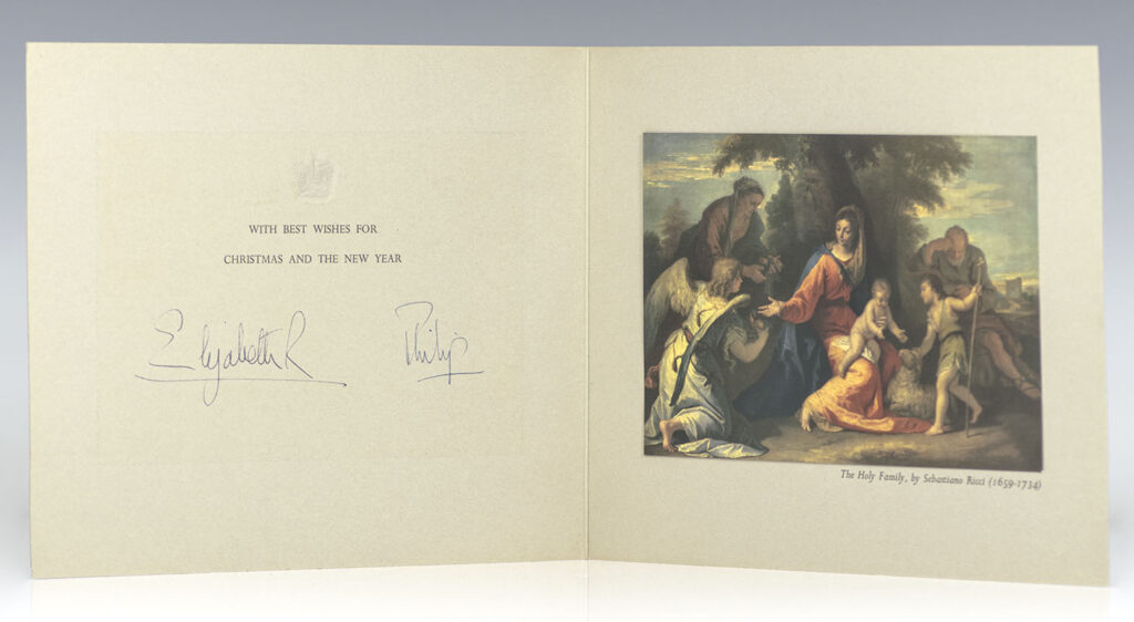 Queen Elizabeth and Prince Philip Signed Christmas Card.
