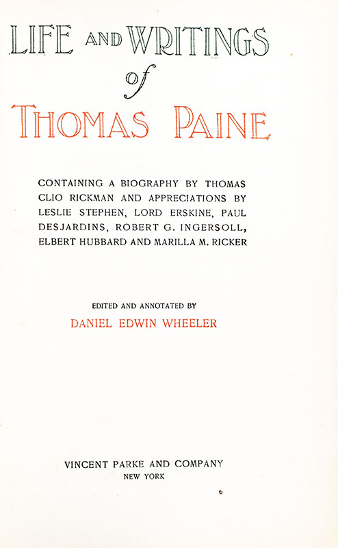 Life and Writings of Thomas Paine