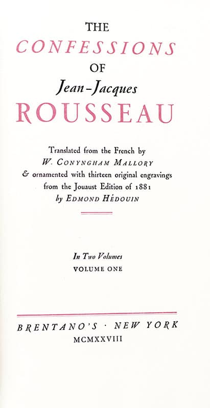 The Confessions of Jean Jacques Rousseau