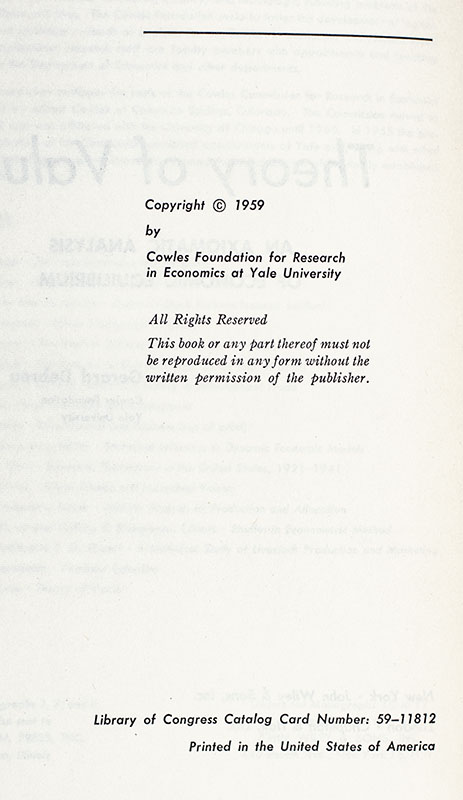 Theory of Value: An Axiomatic Analysis of Economic Equilibrium