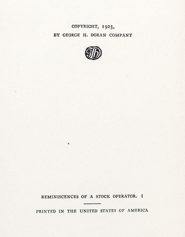 Reminiscences Of A Stock Operator