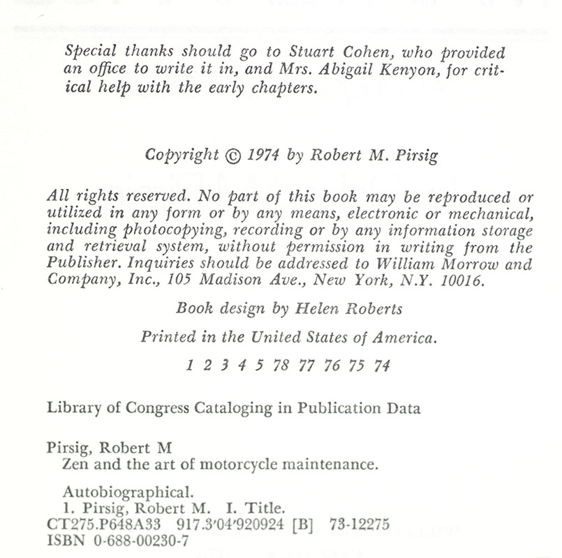 Zen and the Art of Motorcycle Maintenance: An Inquiry into Values