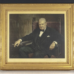 Rare limited print of Arthur Pan’s iconic portrait of Winston S. Churchill from the collection of Nobel Prize-winning economist F.A. Hayek.