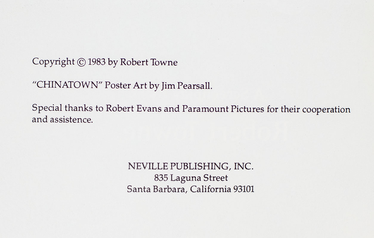 "Chinatown" A Screenplay