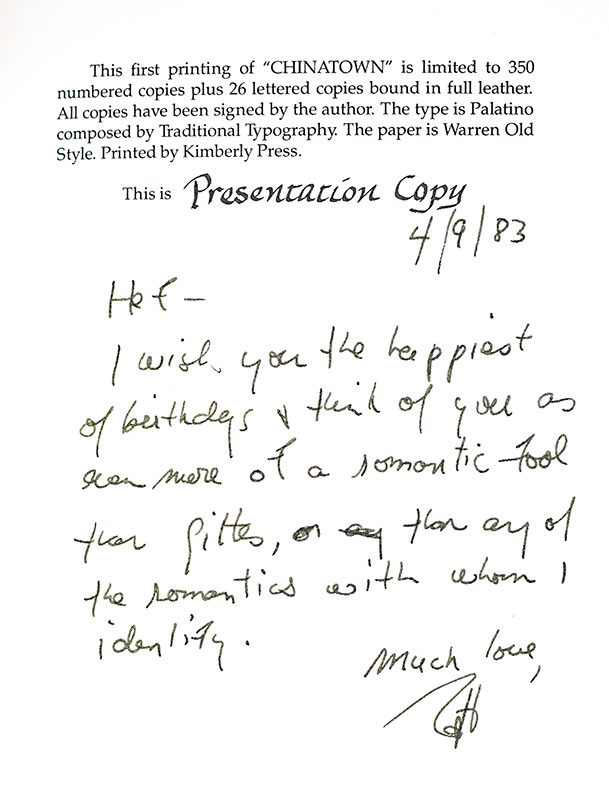 "Chinatown" A Screenplay