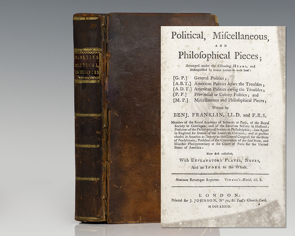 Political, Miscellaneous, and Philosophical Pieces; Arranged under the Following Heads…General Politics; American Politics before the Troubles; American Politics during the Troubles; Provincial or Colony Politics; Miscellaneous and Philosophical Pieces.