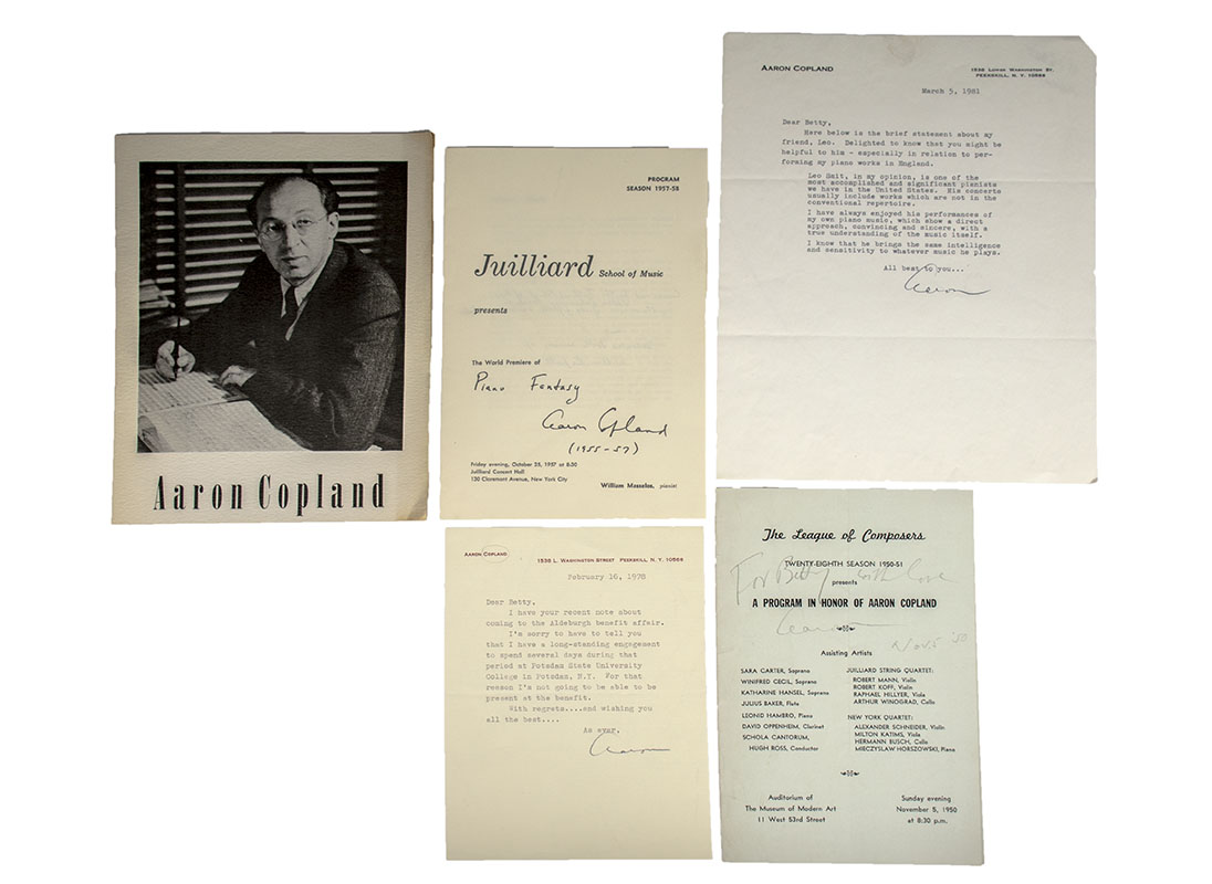 Aaron Copland Autograph Letters and Programs Signed