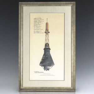 Mercury Seven and Mission Control Signed NASA Mercury Spacecraft Print.