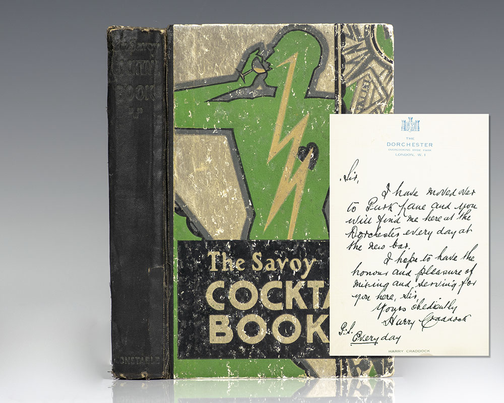The Savoy Cocktail Book with a Harry Craddock Autograph Postcard.