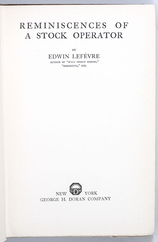 Reminiscences Of A Stock Operator