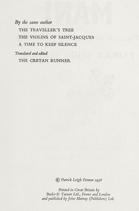 Mani: Travels In The Southern Peloponnese.