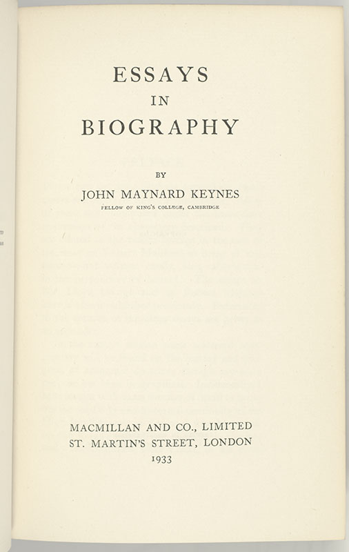 Essays in Biography.