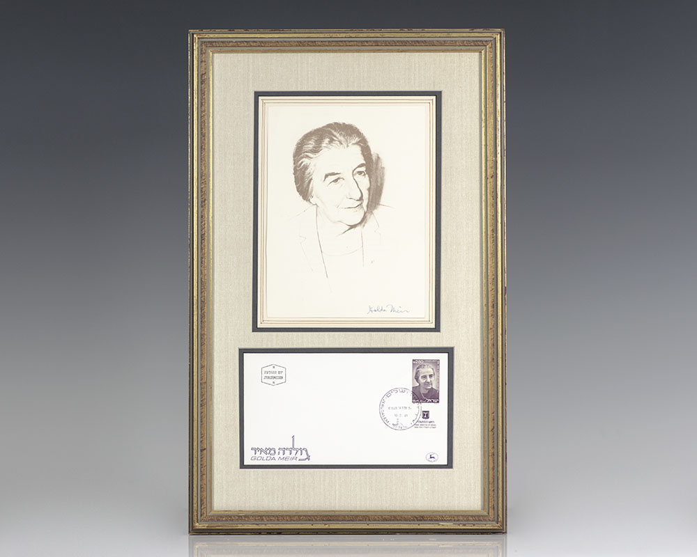 Golda Meir Signed Portrait.