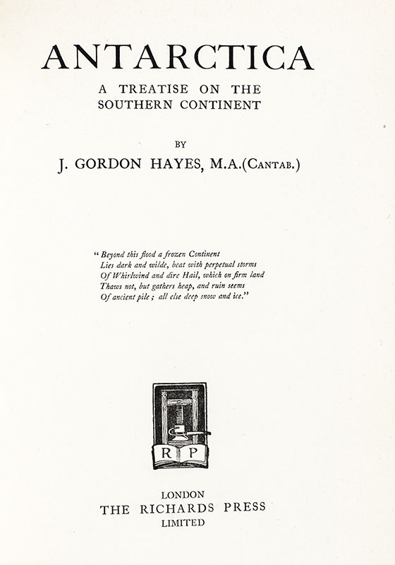 Antarctica: A Treatise on the Southern Continent.