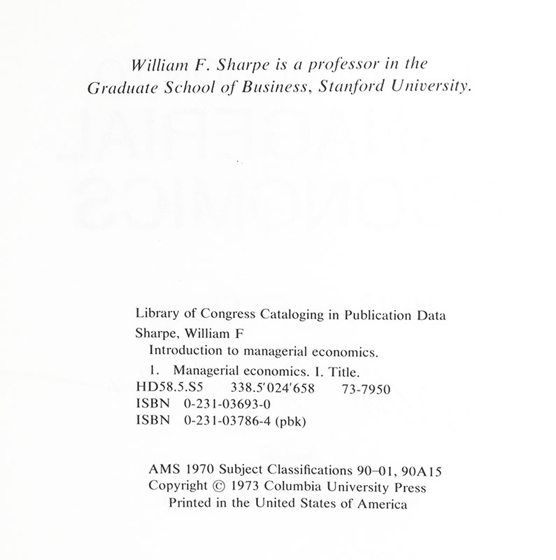 Introduction To Managerial Economics.