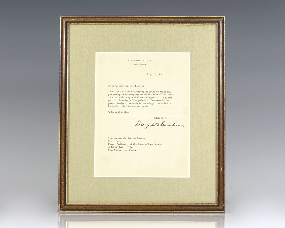 Dwight D. Eisenhower Autographed Letter Signed to Robert Moses.