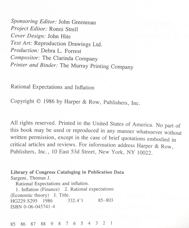 Rational Expectations and Inflations.