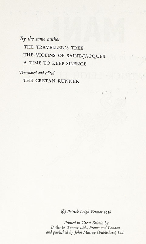 Mani: Travels In The Southern Peloponnese.