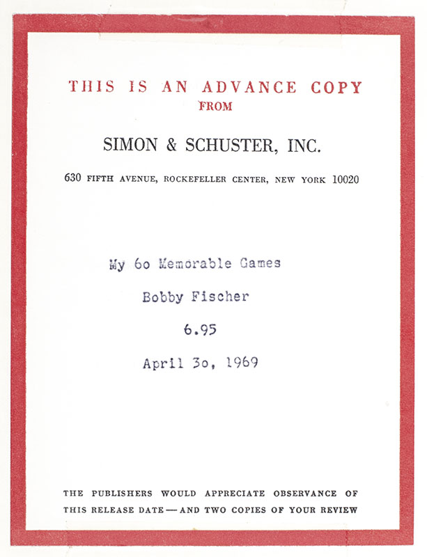 My 60 Memorable Games.