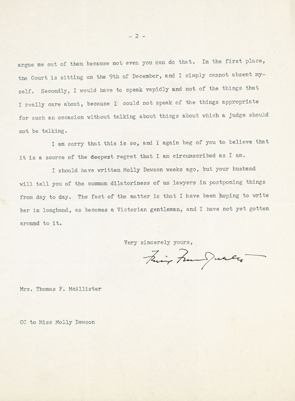 Felix Frankfurter Typed Letter Signed.