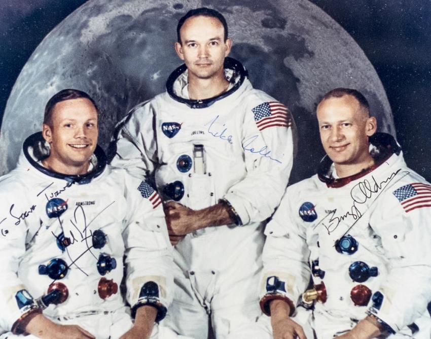Signed Photograph of Apollo 11 Crew: Neil Armstrong, Michael Collins and Buzz Aldrin.