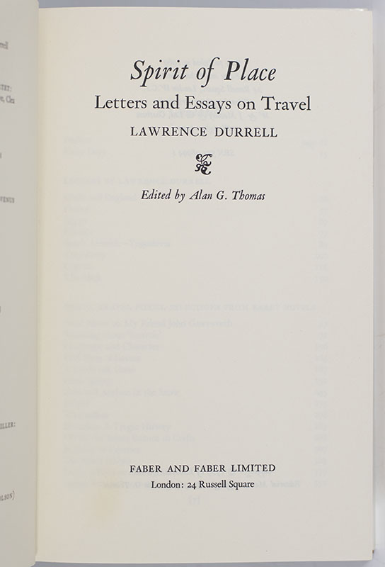 Spirit of Place: Letters and Essays on Travel.