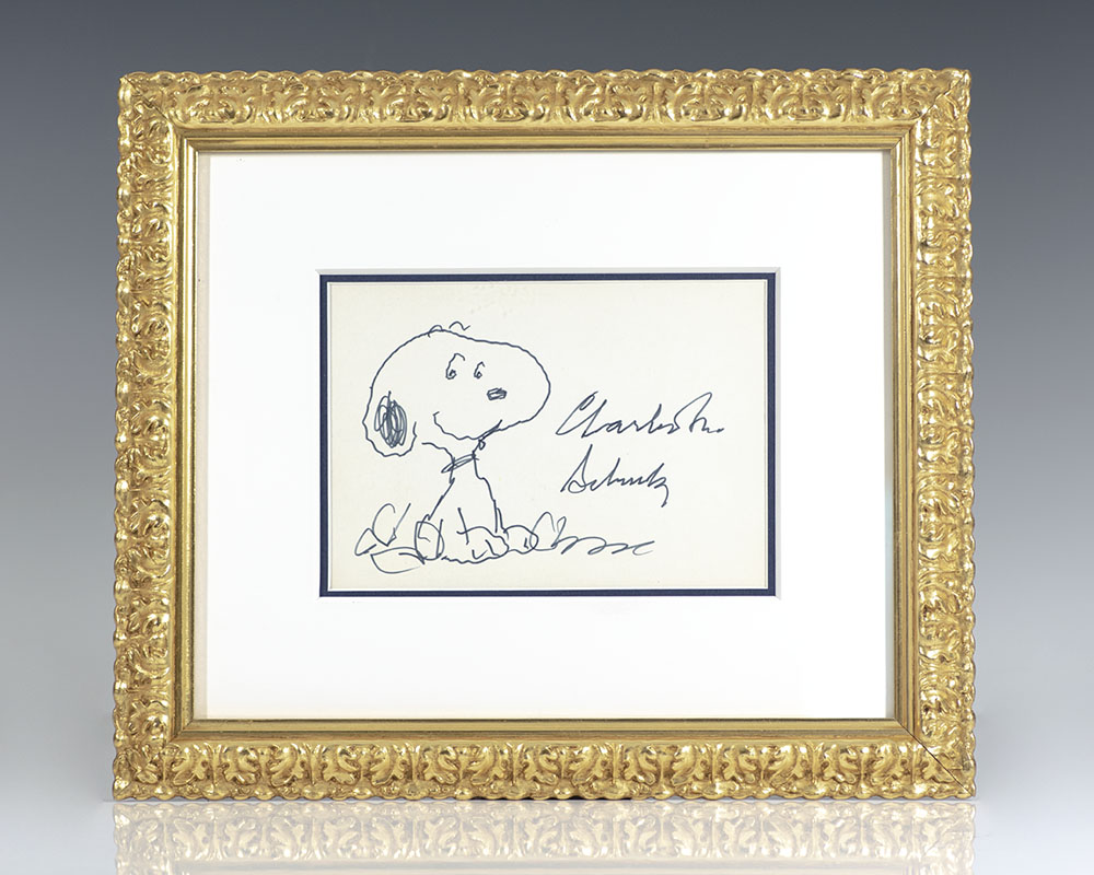 Charles Schulz Signed Snoopy Drawing.