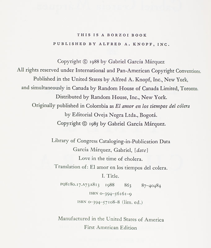 Love in the Time of Cholera.