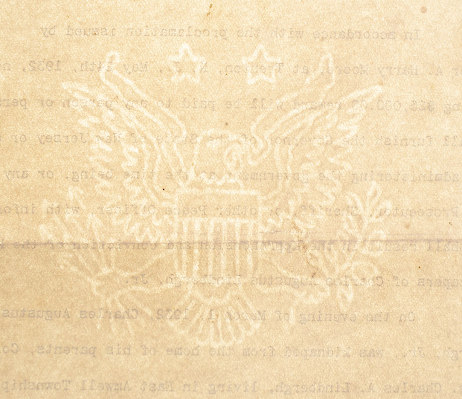 Faint watermark of the U.S. Great Seal eagle on aged paper.