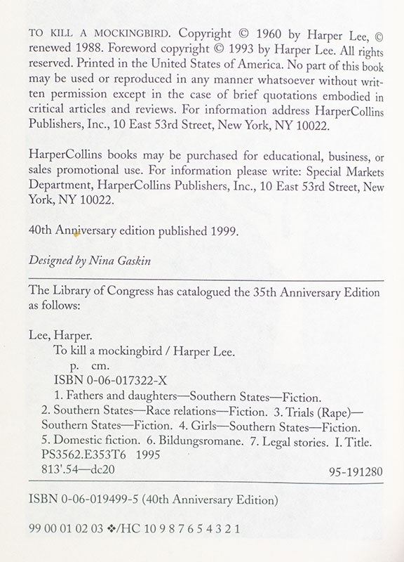 To Kill A Mockingbird.