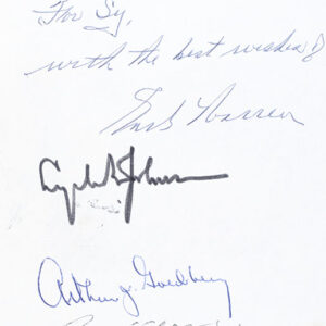 Lyndon B. Johnson, Robert F. Kennedy, Supreme Court Chief Justice Earl Warren, Justice Arthur Goldberg, Justice Tom Clark Autograph Note.