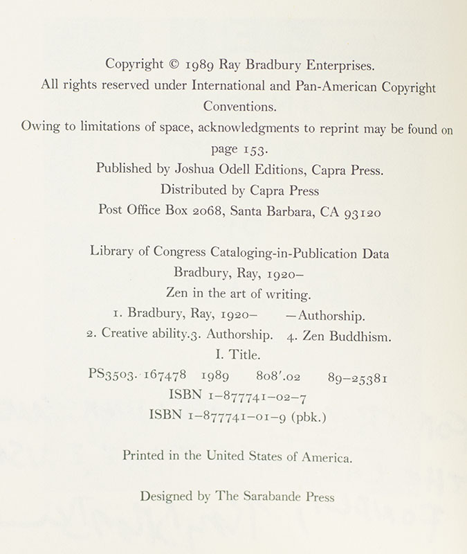 Zen in the Art of Writing: Essays on Creativity.
