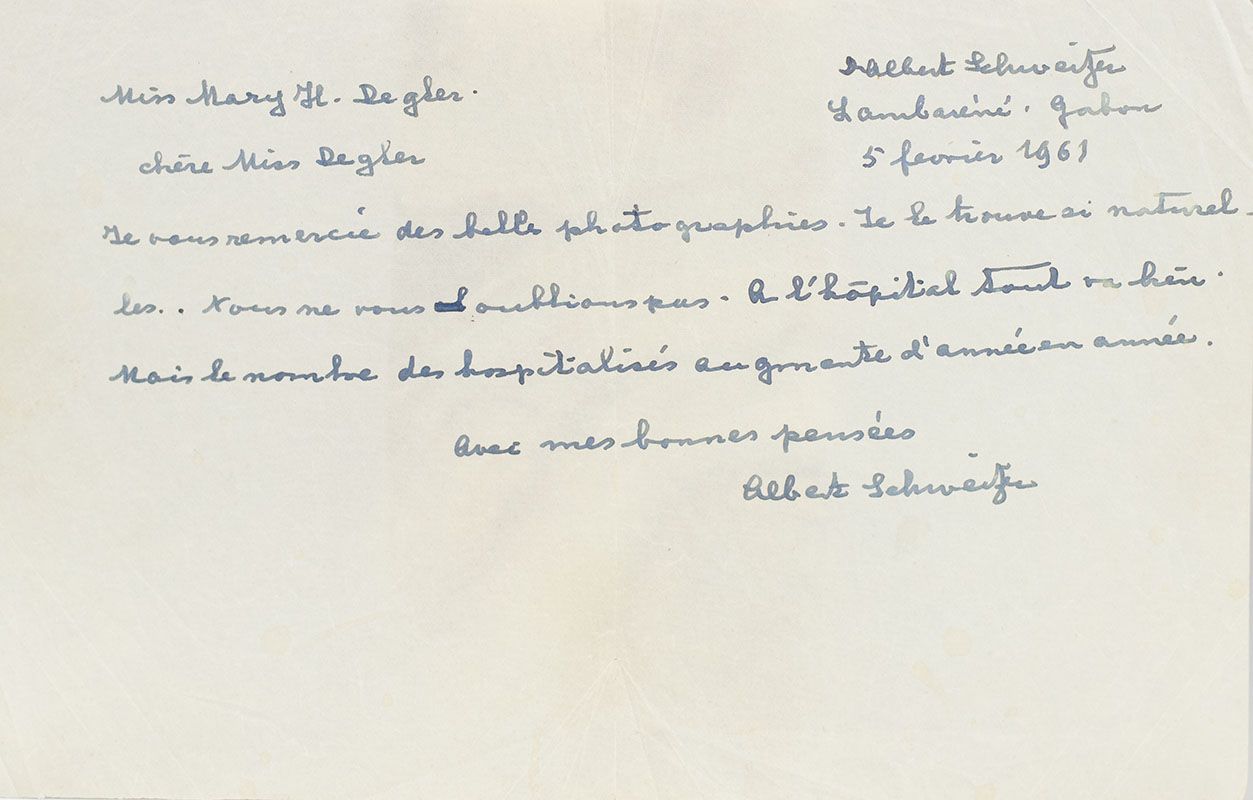 Albert Schweitzer Autograph Letter Signed.