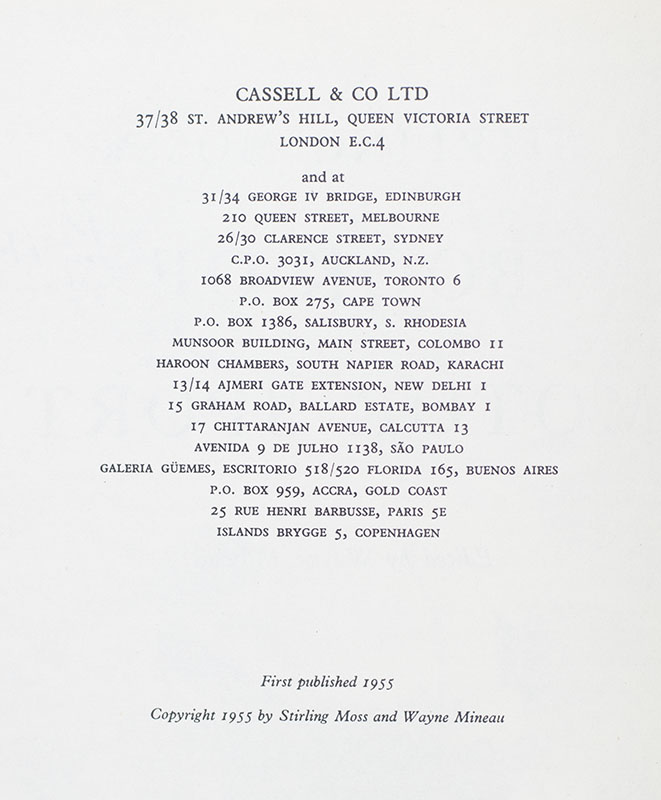 Stirling Moss’s Book of Motor Sport.