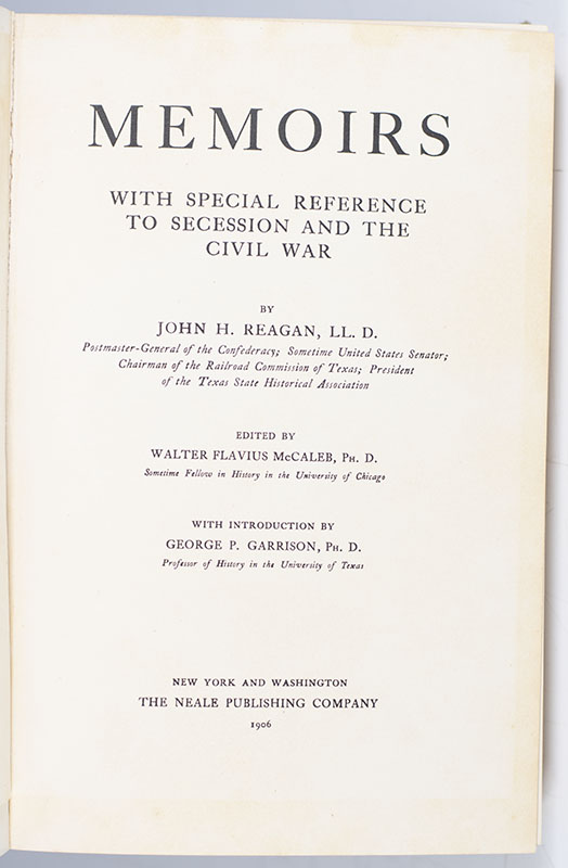 Memoirs with Special Reference to Secession and the Civil War.