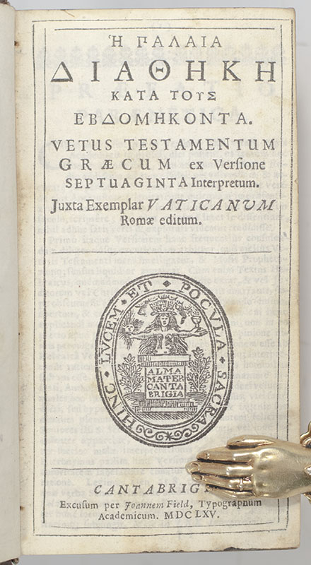 He Palaia Diatheke Kata tous Ebdomekonta. Vetus Testamentum Graecum ex Versione Septuaginta Interpretum.