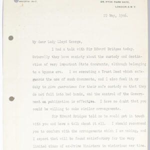 Winston S. Churchill Typed Letter Signed to Lady Lloyd-George.