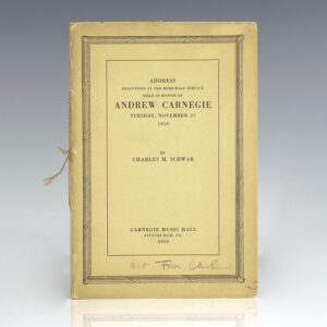 Address Delivered at the Memorial Service Held in Honor of Andrew Carnegie Tuesday, November 25 1919.