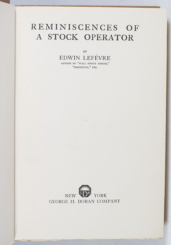 Reminiscences Of A Stock Operator.