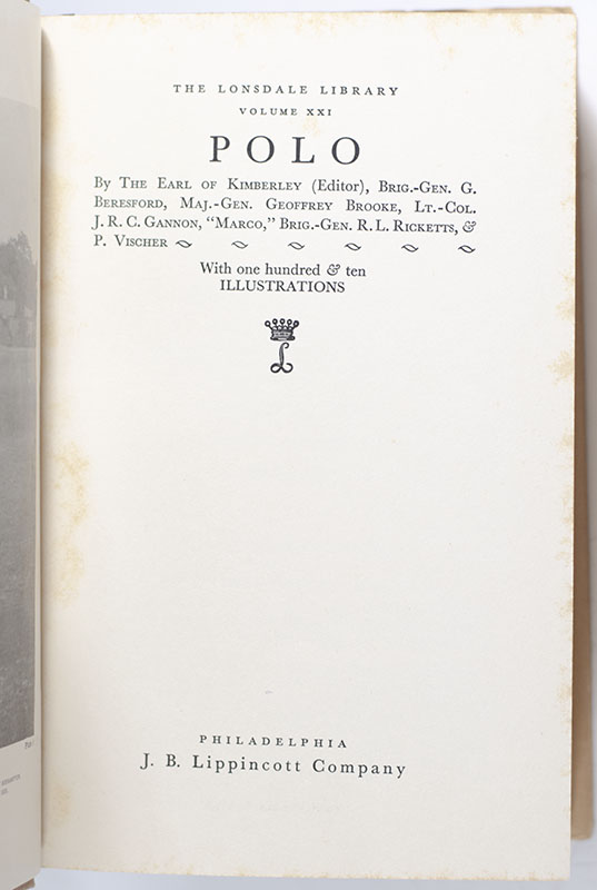 The Lonsdale Library Volume XXI: Polo.