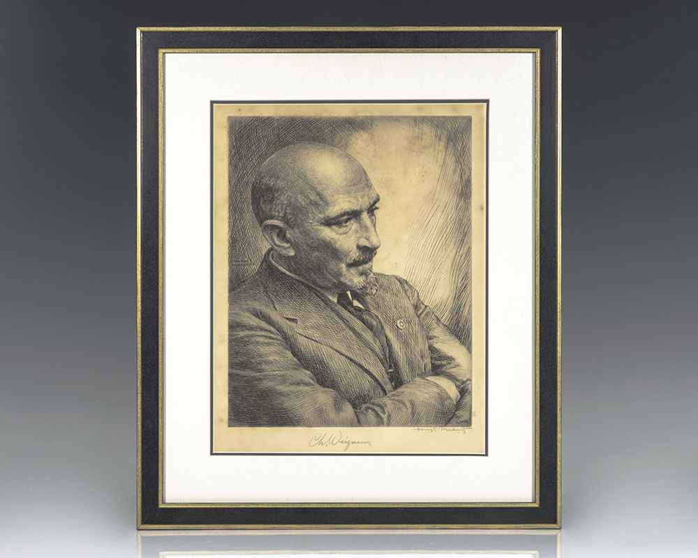 Chaim Weizmann Signed Etching.