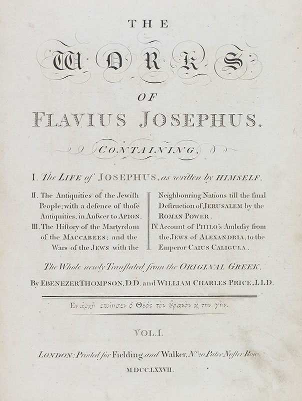 The Works of Flavius Josephus.