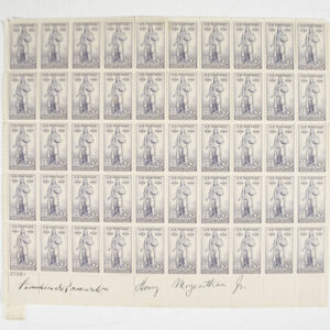 Franklin D. Roosevelt Signed Rhode Island Tercentenary Stamp Block.